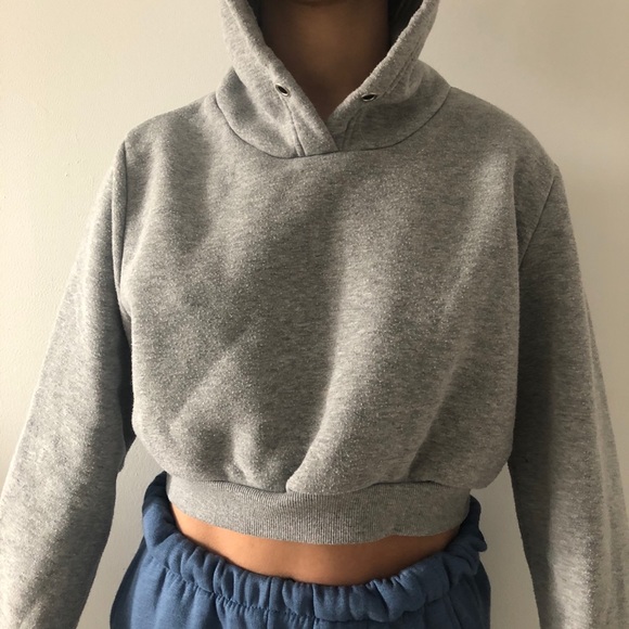 Cute Cropped Grey Hoodie - Picture 2 of 3